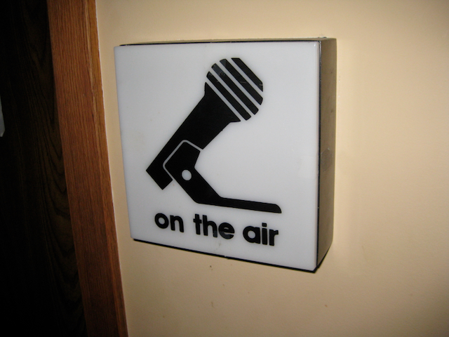 On-Air sign in KKMG Studio