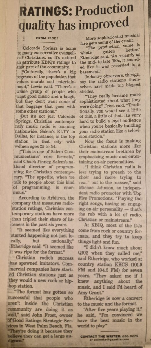 KBIQ Gazette article part 2